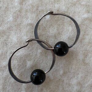 Sterling Silver and Onyx Earrings